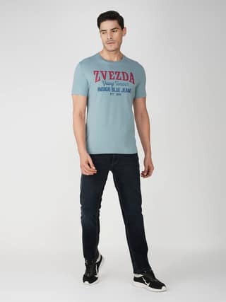 Men’s Branded 100% Cotton Jersey T-Shirt Blue