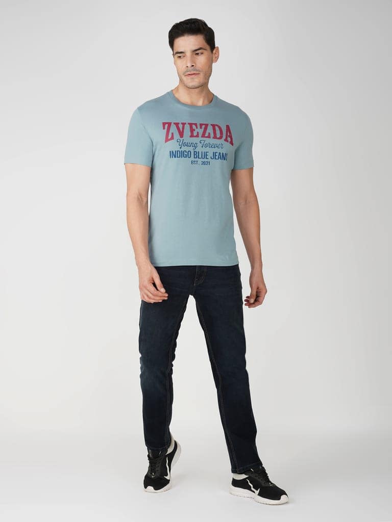 Men’s Branded 100% Cotton Jersey T-Shirt Blue