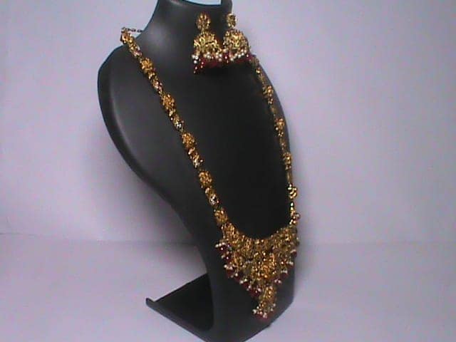 Indian Traditional Gold Plated Kundan Meenakari Necklace Set With Earrings view 2