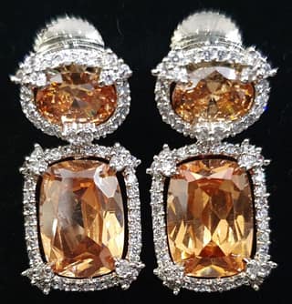 American Diamond Doublet Stones Work Partywear Earrings