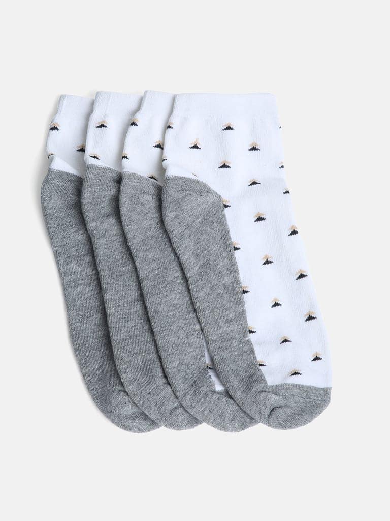 Kolor Fusion Men's Above Ankle Length White Cotton Cushioned Terry Socks (Pack of 4) view 4