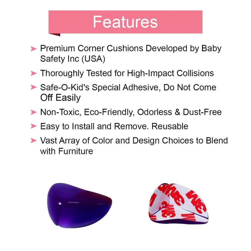 Safe-O-Kid Tear Drop Colorful Corner Caps, Purple, Pack of 12 view 2