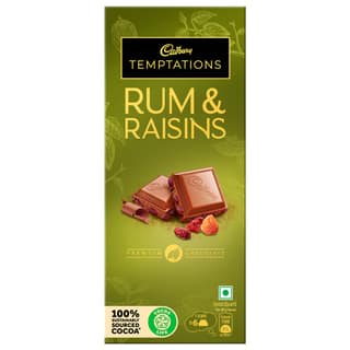 Cadbury Temptations Rum & Raisins Premium Chocolate Bar, 72 g