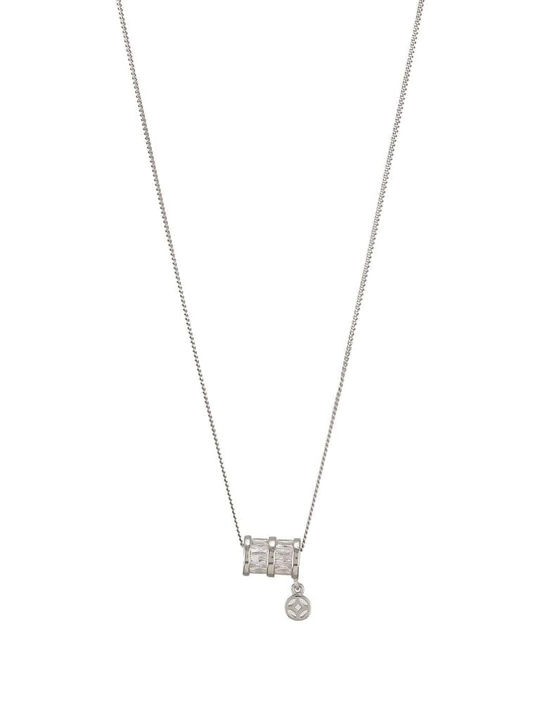 925 Sterling Silver Rhodium Plated Delicate Pendant Necklace & Chain view 6