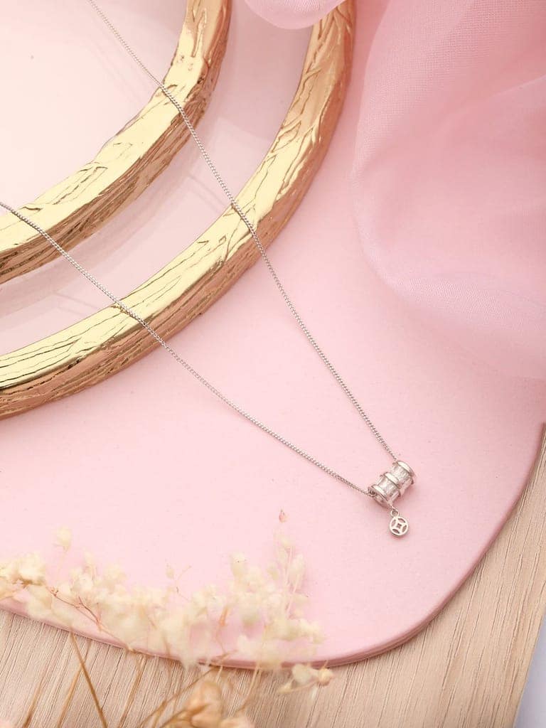 925 Sterling Silver Rhodium Plated Delicate Pendant Necklace & Chain view 7