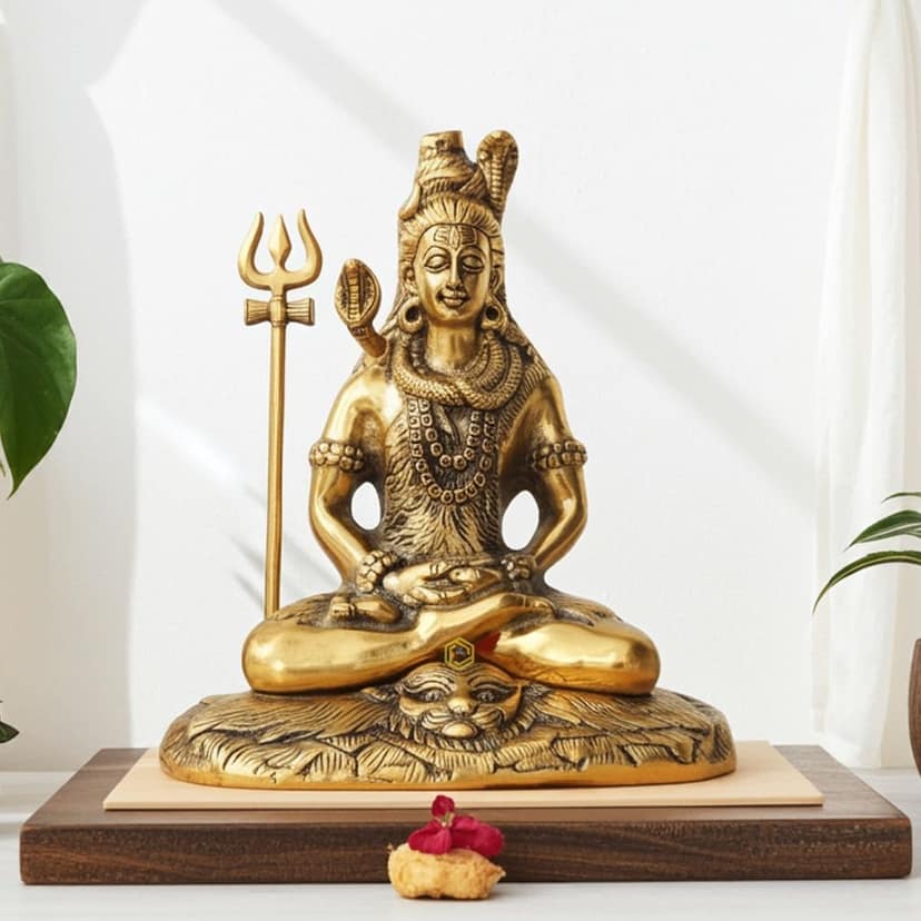 Aluminium Lord Shiva Showpiece ? Decorative Religious Idol, Height : 9.8 Inch (ASMAS363 G)