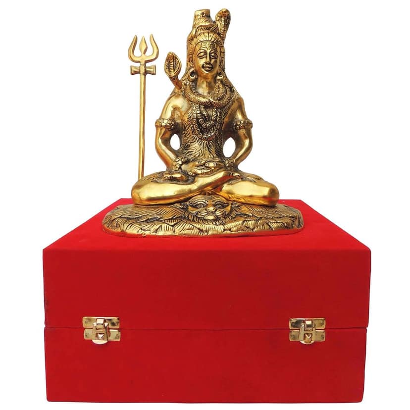 Aluminium Lord Shiva Showpiece ? Decorative Religious Idol, Height : 9.8 Inch (ASMAS363 G) view 2
