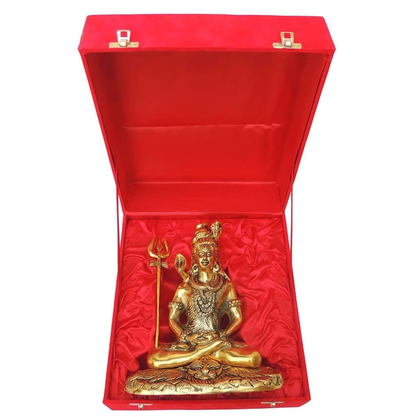 Aluminium Lord Shiva Showpiece ? Decorative Religious Idol, Height : 9.8 Inch (ASMAS363 G) view 3