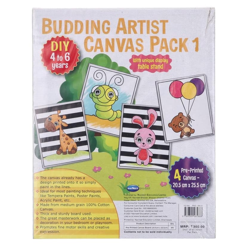 Navneet Budding Artist Canvas Pack 1 - for 4 to 6 Years Kids (Pack Contains 3 Canvas Boards)