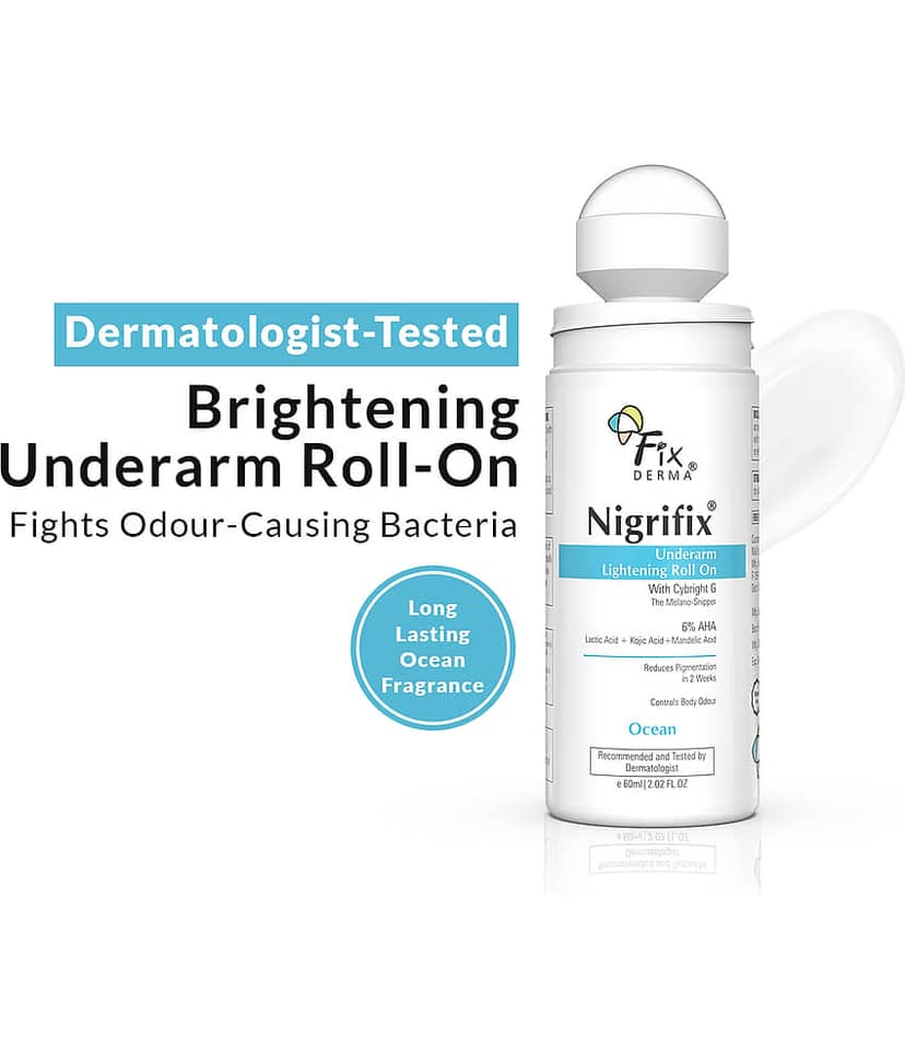 Fixderma Nigrifix Underarm Ocean Roll On With 6% AHA,Lactic Acid Brightens Underarm 60ml