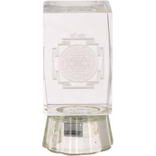 KESAR ZEMS Meru Shree Yantra 3D Crystal Cube Free Multi Color LED Light Base Statue (Perfect Gift) Decorative Showpiece