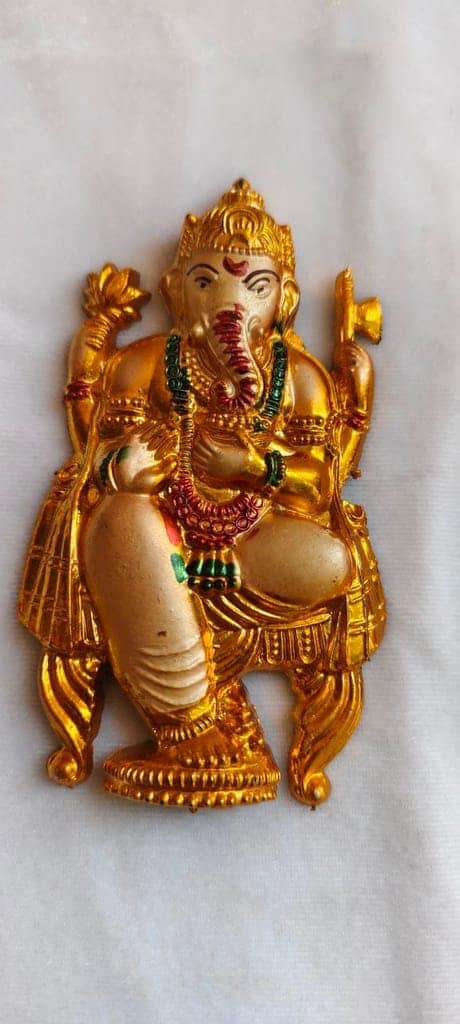 Gold-plated brass statue of Lord Ganesha, the Hindu god of wisdom and prosperity