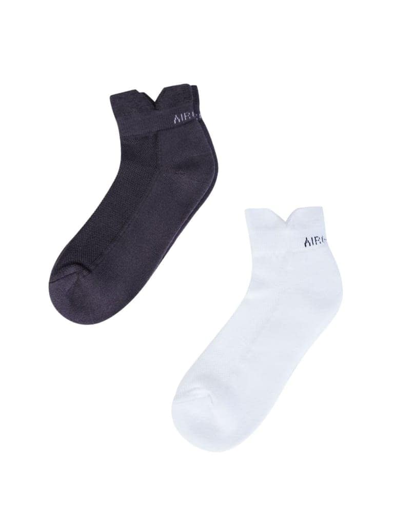 AirGarb Low Ankle Cotton Sneakers Socks for Men and Women: Comfortable Cushioning & Breathable Design Pack of 2 - TCA2AW (Free Size) Multi Color