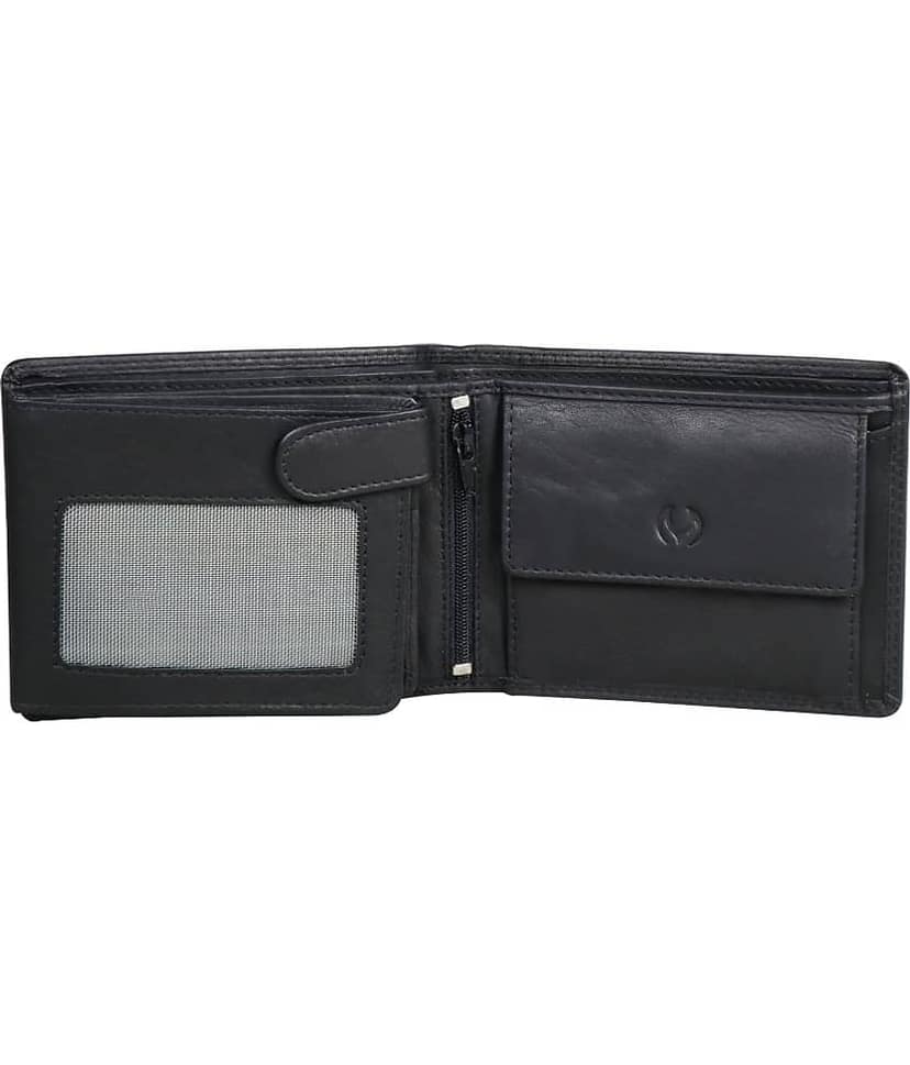 MODEWELT Black Leather Men's Two Fold Wallet ( Pack of 1 ) view 2