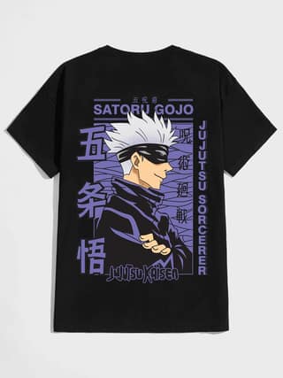 SCOTT FINCHER Men's Jujutsu Kaisen Satoru Gojo Half sleeve Graphic Print T-Shirt" : AA(HSR)BLACK_131