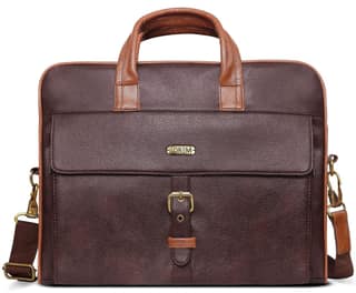 LOREM Brown Color Faux Leather 10L Laptop Messenger Bag For Men BG55