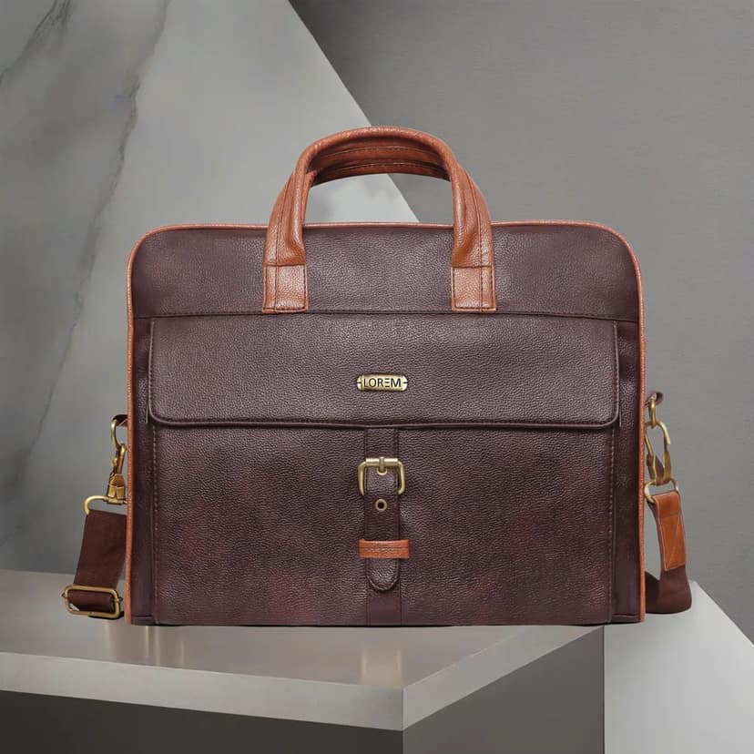 LOREM Brown Color Faux Leather 10L Laptop Messenger Bag For Men BG55 view 2