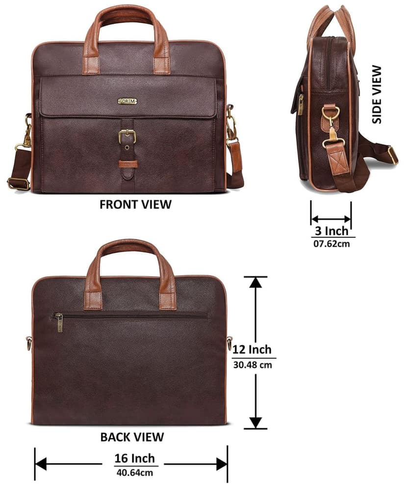 LOREM Brown Color Faux Leather 10L Laptop Messenger Bag For Men BG55 view 3