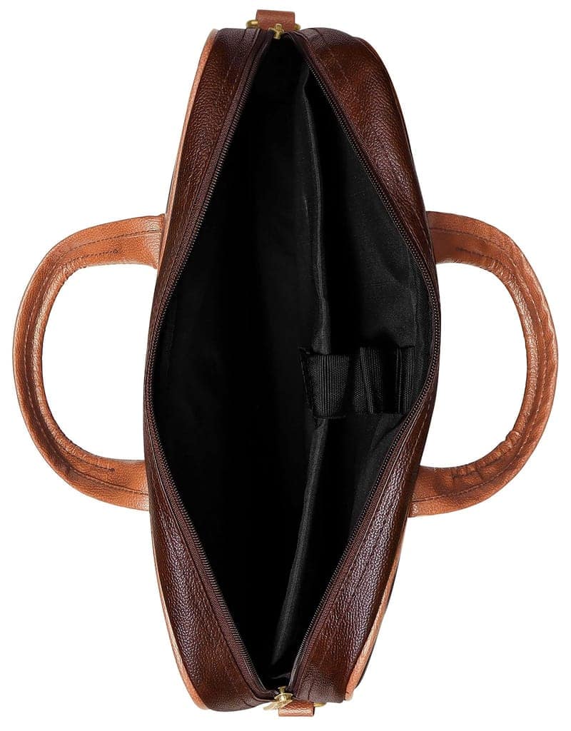 LOREM Brown Color Faux Leather 10L Laptop Messenger Bag For Men BG55 view 6
