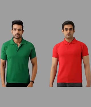 SKYRISE Pack of 2 Cotton Blend Slim Fit Solid Half Sleeves Men's Polo T Shirt ( Multicolor )