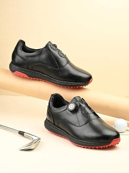 HITCARO Men's Proffessional Leather Golf Shoes | Lace-Up | Waterproof | Comfortable | Breathable view 3