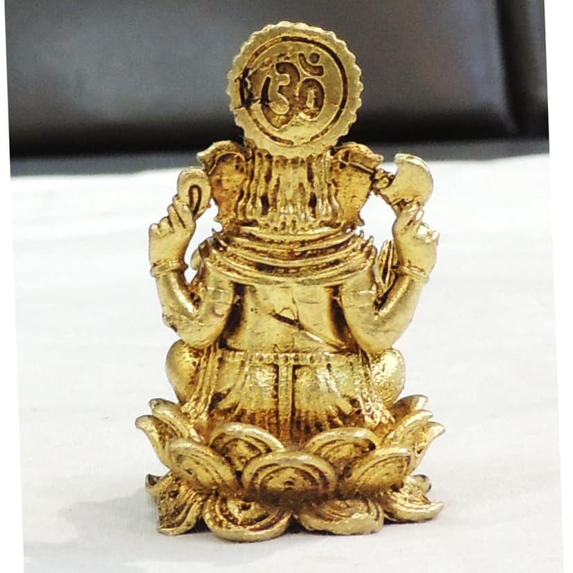 Brass Ganesh Ji Statue for Home Mandir & Pooja, Height : 2 Inch (BSMAS1894 G) view 3