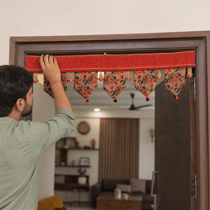 Handmade Silk Toran - Maharashtrian Traditional Decor view 3