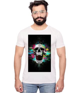 Nityanand Enterprises White Cotton Blend T-Shirt