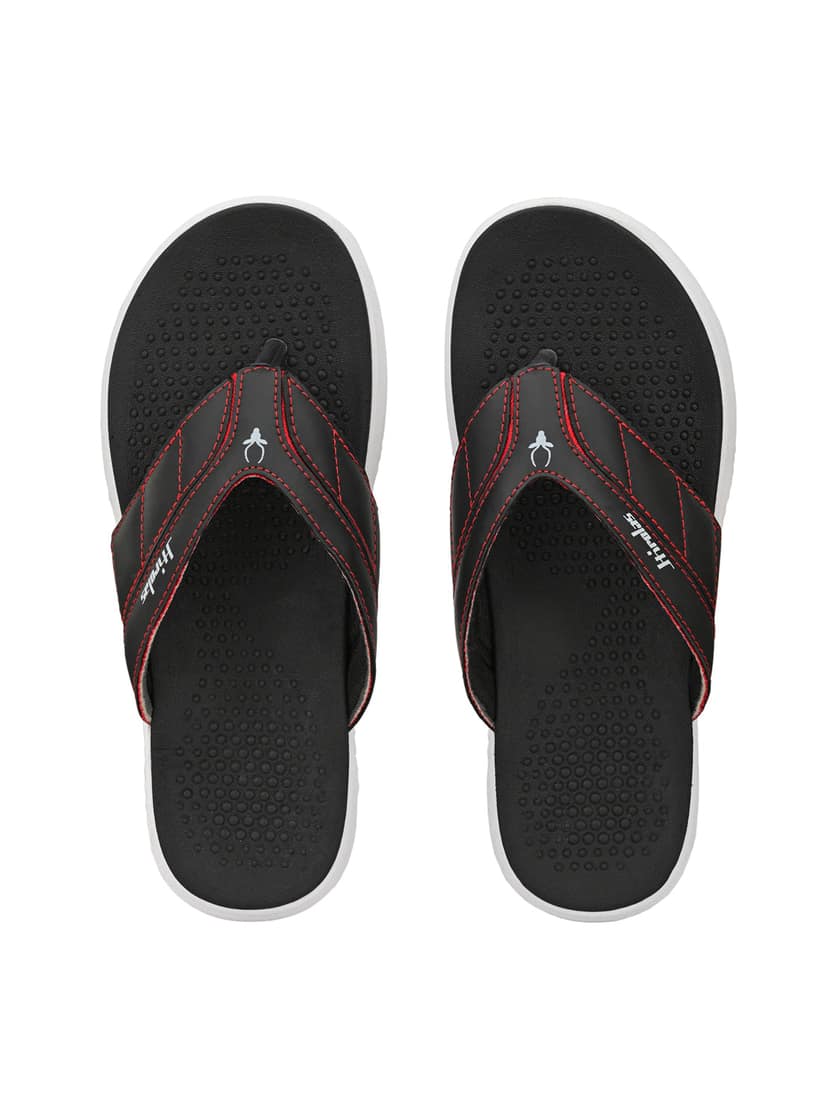 Hirolas® Men's Black/Red CLOUDWALK | Comfortable | Ultra-Soft | Light-Weight | Shock Absorbent | Bounce Back Technology | Water-Resistant Slippers (HROFF24BLR) view 2