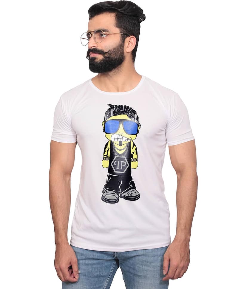 Nityanand Enterprises White Cotton Blend T-Shirt