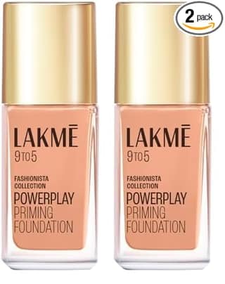 LAKM 9 To 5 Primer + Matte Perfect Cover Liquid Foundation, Full Coverage, Has A Built-In Primer For Poreless, Long Lasting Makeup, Cool Ivory, 25Ml, All Skin Type (Pack of 2) LAKM 9 To 5 Primer + Matte Perfect Cover Liquid Foundation, Full Coverage, Has