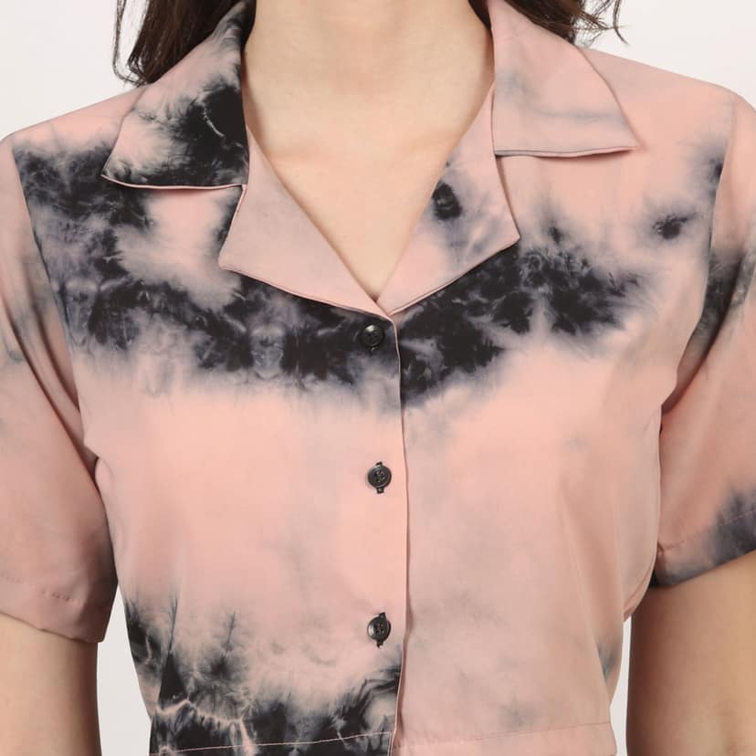 Women Stylish Tie & Dye Crop Shirt view 3