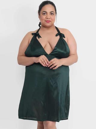Plus Size Sexy Solid Cherry Honeymoon Babydoll Bikini Dress BB41Gb