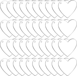 40 Pcs Heart Shape Acrylic Sheet Cutout Decoration Accessories for Key Chain Blank Glass Painting DIY Art and Craft (Heart Shape - 40 Pcs)