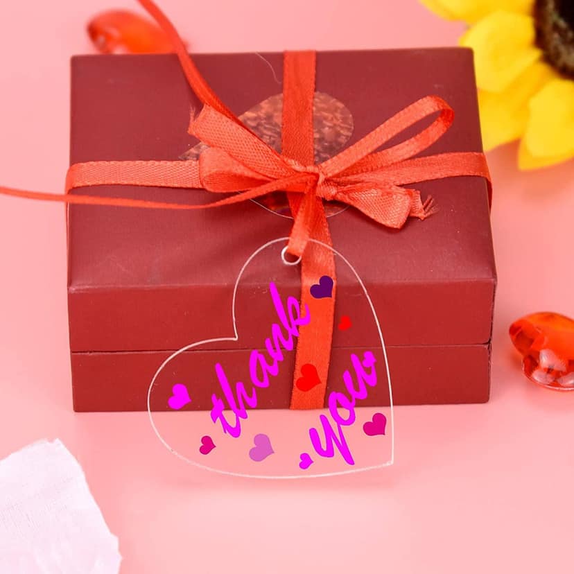 40 Pcs Heart Shape Acrylic Sheet Cutout Decoration Accessories for Key Chain Blank Glass Painting DIY Art and Craft (Heart Shape - 40 Pcs) view 3
