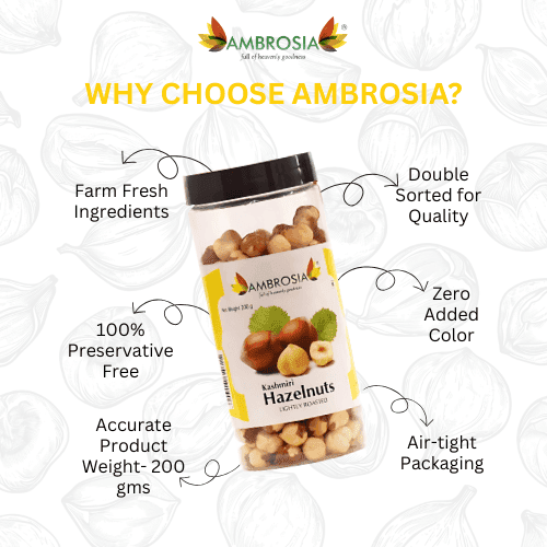 Ambrosia Lightly Roasted Kashmiri Hazelnuts 200g (Pack of 1) view 3