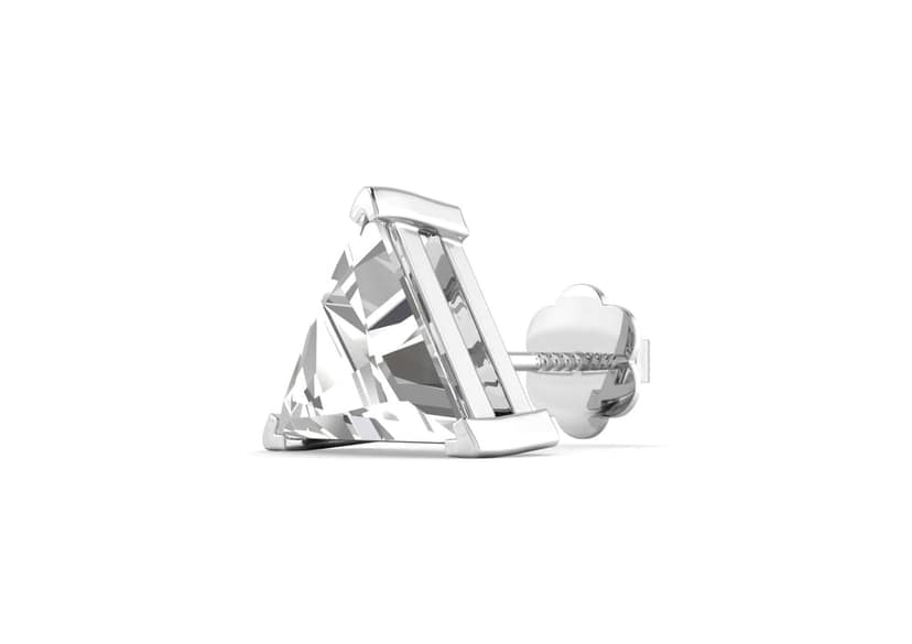 Triangle Solitaire CZ Ear Stud For Him (1 Pc Only)