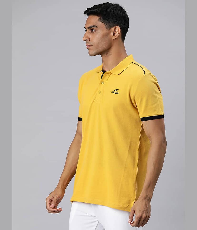 Alcis Yellow Cotton Regular Fit Men's Sports T-Shirt ( Pack of 1 ) view 2