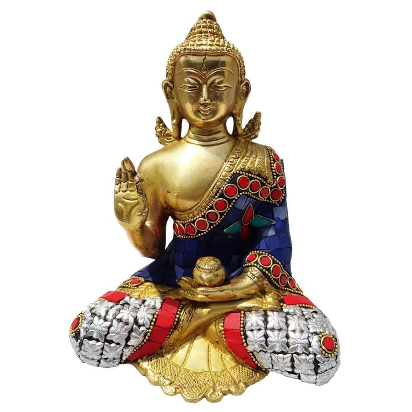 Brass Buddha Idol Showpiece - Spiritual Home Decor Statue, Height : 8 Inch (BSMAS084) view 2