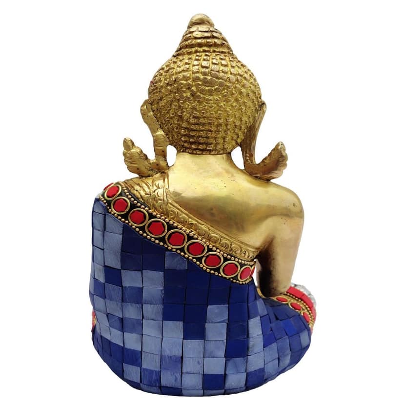 Brass Buddha Idol Showpiece - Spiritual Home Decor Statue, Height : 8 Inch (BSMAS084) view 3