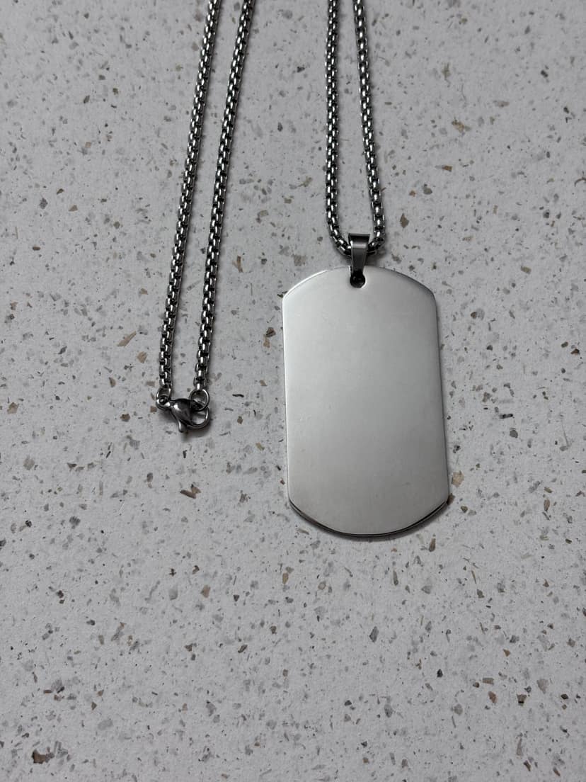 Sleek Stainless Steel Anti Tarnish Neck Chain for Men & Women, Blank Military Style Pendant, Party style