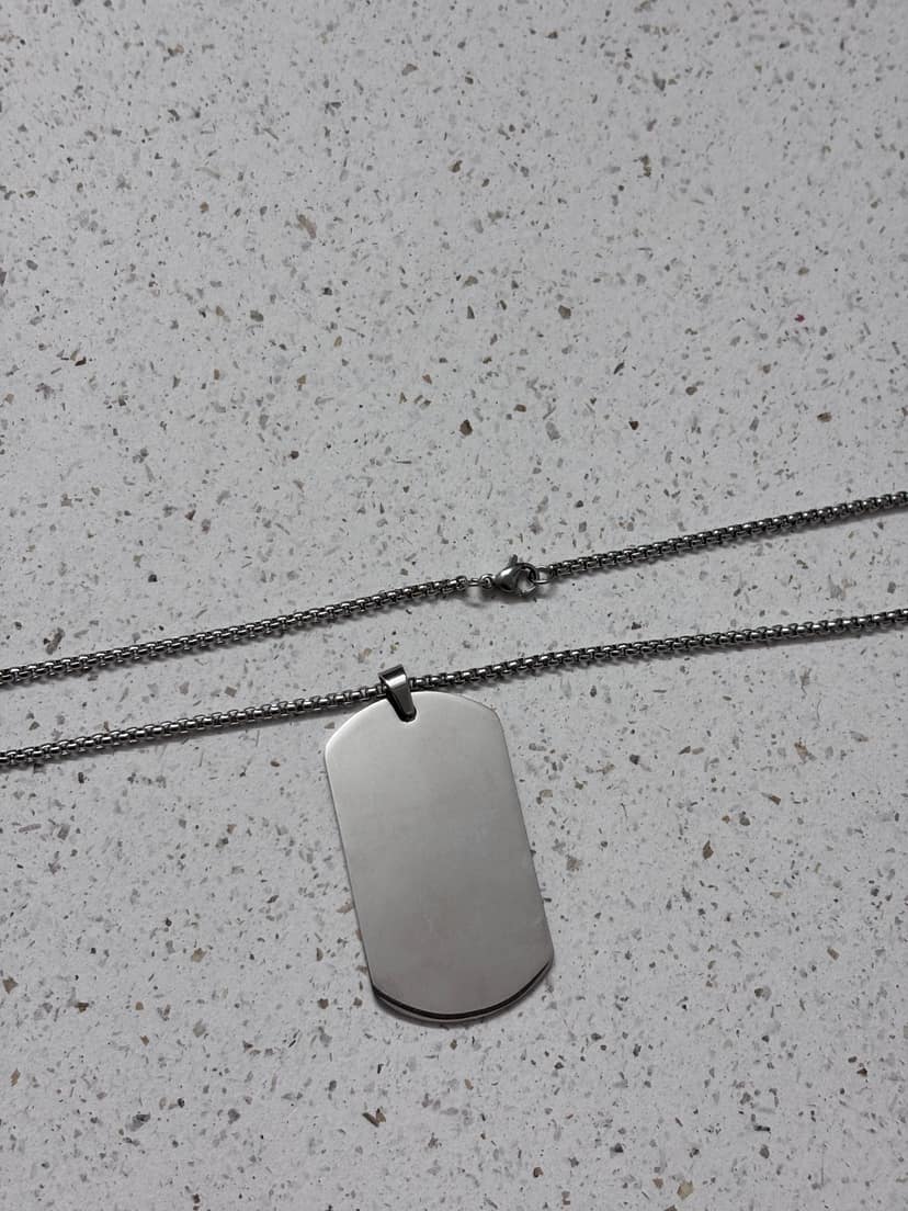 Sleek Stainless Steel Anti Tarnish Neck Chain for Men & Women, Blank Military Style Pendant, Party style view 2