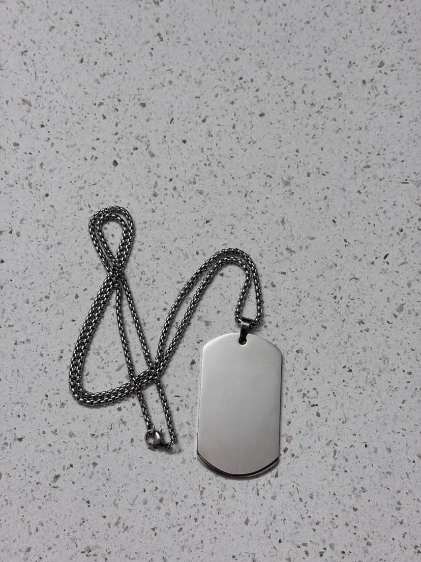 Sleek Stainless Steel Anti Tarnish Neck Chain for Men & Women, Blank Military Style Pendant, Party style view 3