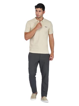 Solid Polo Shirt -BEIGE