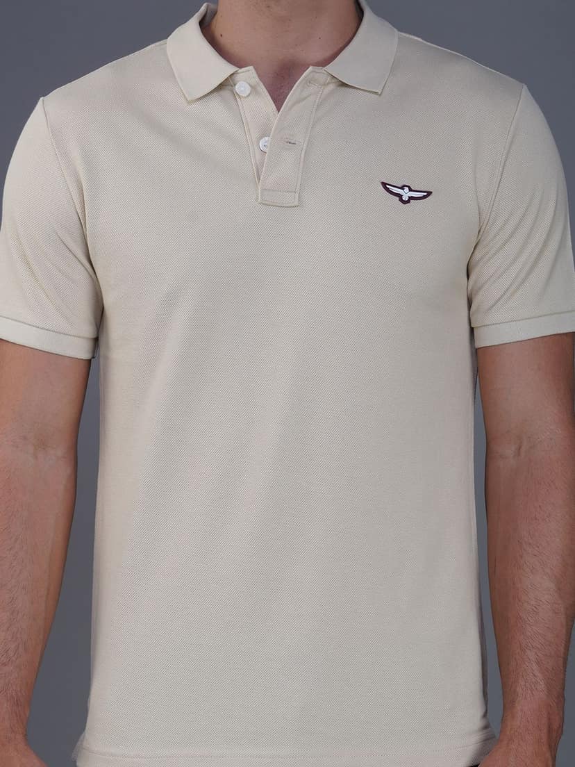 Solid Polo Shirt -BEIGE view 5