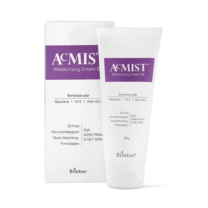 Brinton AcMist Vitamin E & Aloe Vera Based Moisturizing Cream Gel for Acne Prone and Oily Skin | Oil Free Quick Absorbing & Lightweight | 50 g x Pack of 3 view 2