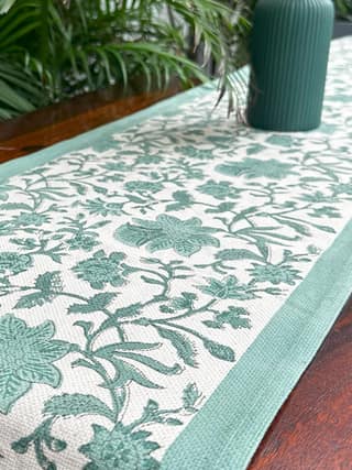 Handmade Cotton Handblock Printed Table Runner 14 × 72 Inches