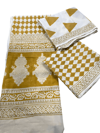 Vibrant Baag Indico Print Fabric - All-Natural Indigo Colors in Yellow, Green, Blue, Mustard & Orange - Perfect for Fashion & Home Décor