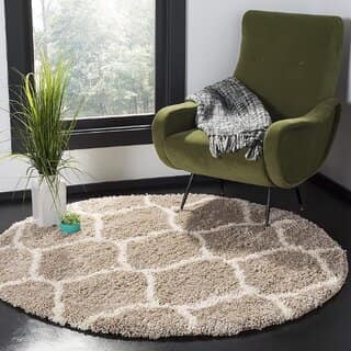 GALLERY HOME Silky Smooth Anti-Skid Shaggy Round Carpet with 2 inch Thickness (8x 8 Round, Gold M4)