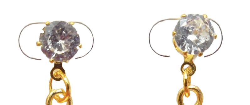 Gold Plated Earrings with Faux Pearl Beads view 2